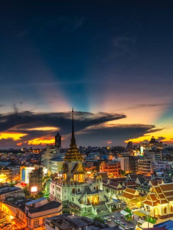 Bangkok Colourful Cityscape dusk Thailand Honeymoon Adventure