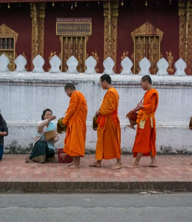 Luang Prabang Laos LAO monks alms-X3 Luang Prabang Laos LAO monks alms-X3